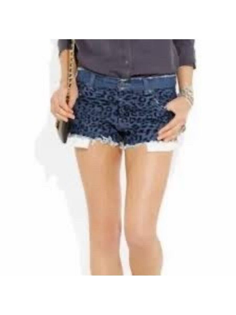 Ksubi NWT Albuquerque Cut-Off Shorts Womens Size 25 Blue Leopard Print